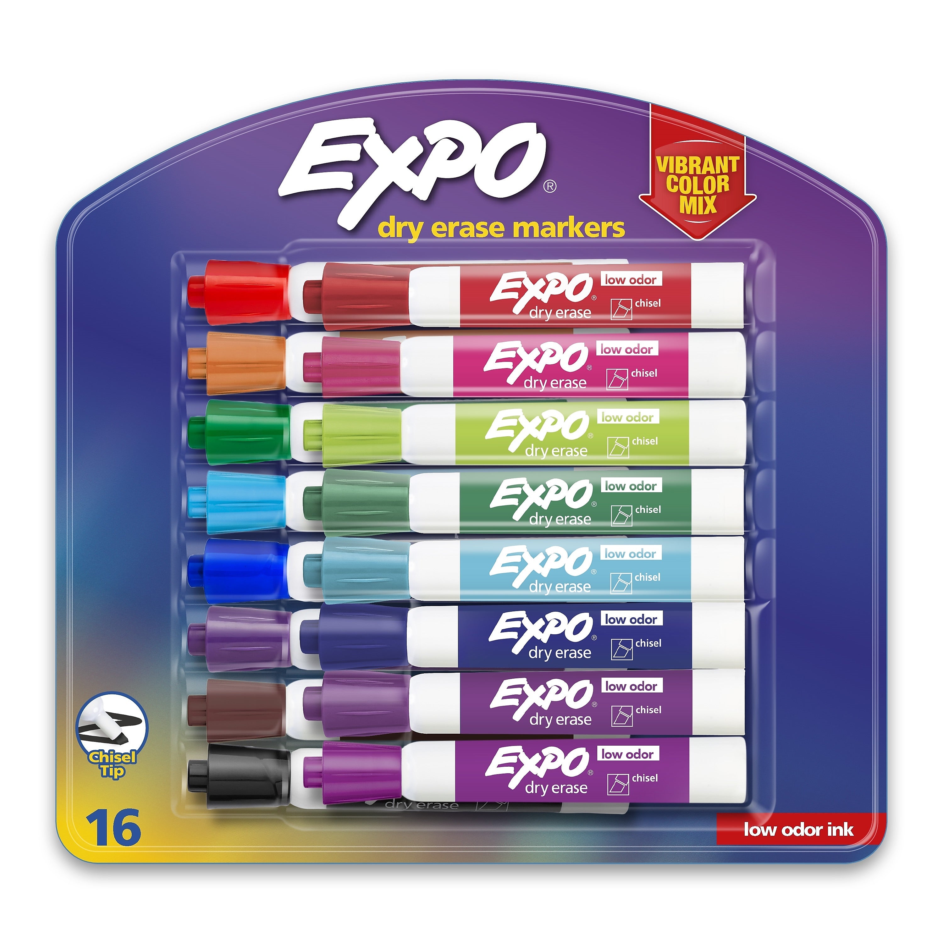 Expo Tank Dry Erase Markers, Chisel Tip, Assorted, 16/Set (SAN1927526A)