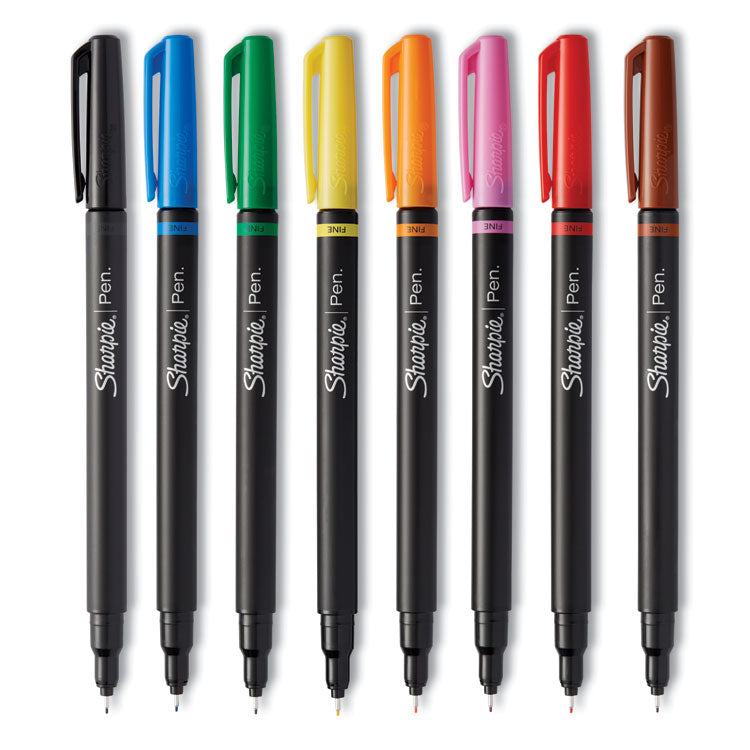 Art Pen Porous Point Pen, Stick, Fine 0.4 mm, Assorted Ink and Barrel Colors, 8/Pack