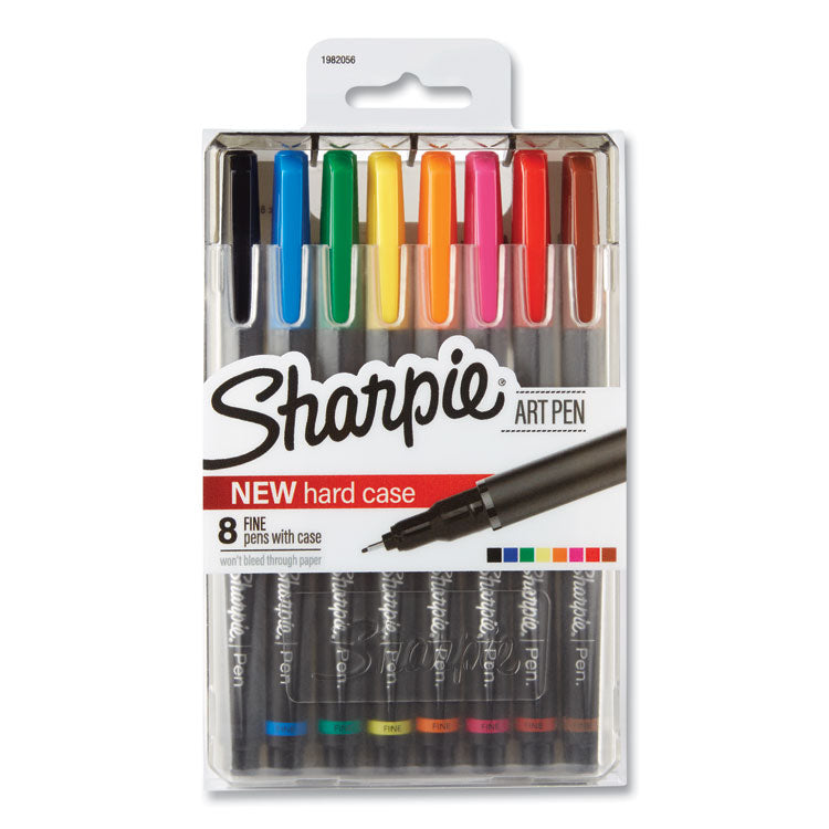 Art Pen Porous Point Pen, Stick, Fine 0.4 mm, Assorted Ink and Barrel Colors, 8/Pack
