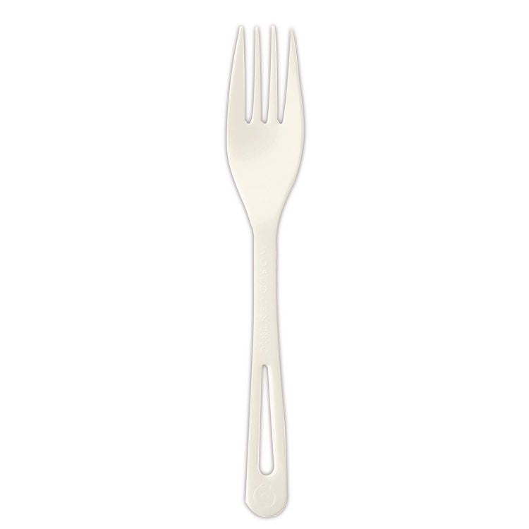 TPLA Compostable Cutlery, Fork, Plastic, White, 1,000/Carton