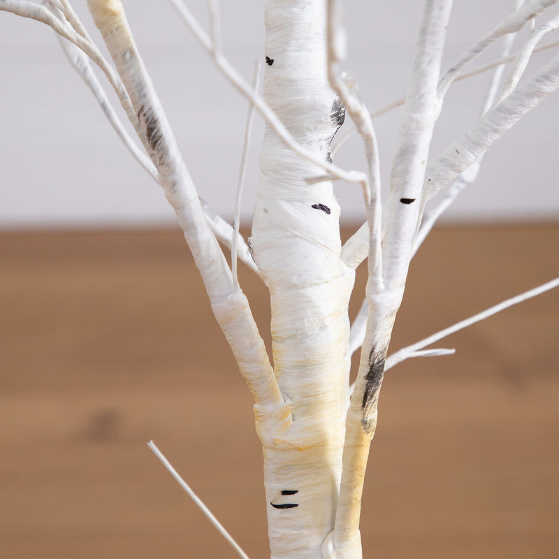 Nearly Natural 4-ft Pre-Lit Artificial White Birch Tree with 51 White LED Lights (T4930)