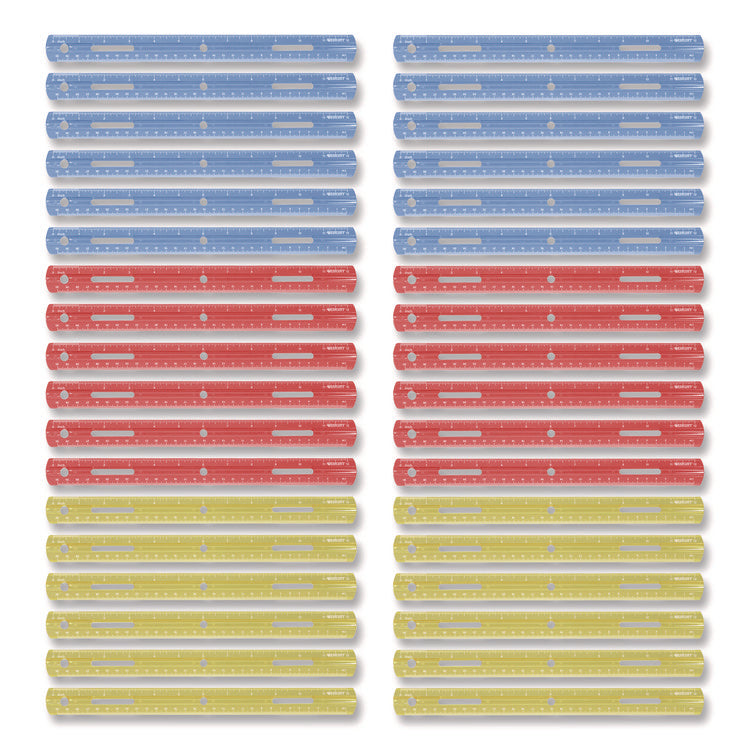 Plastic Ruler, Standard/metric, 12" (30 Cm) Long, Assorted Translucent Colors