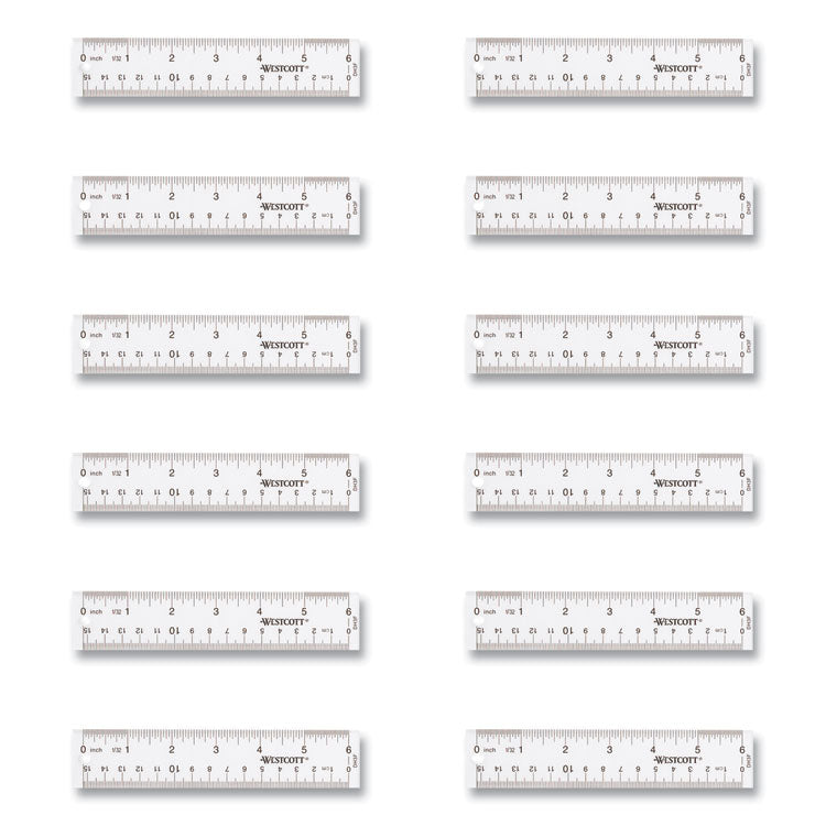 Clear Flexible Acrylic Ruler, Standard/metric, 6" (15 Cm) Long, Clear, 12/box