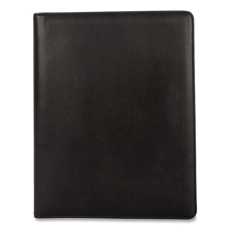 Faux-Leather Padfolio With Solar Calculator, 9 X 12 Pad, 9.75 X 12.5, Black