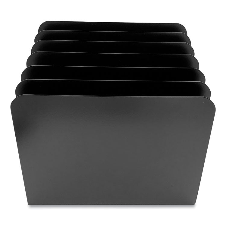Steel Vertical File Organizer, Inclined, 6 Sections, Letter Size Files, 8 X 11 X 10.25, Black