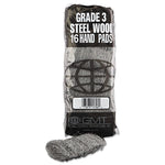 Global Material Steel Wool Hand Pad; Coarse , #3 , 12 sleeves per case