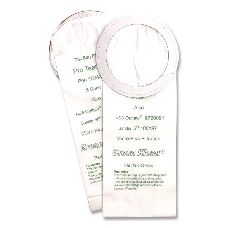 Replacement Vacuum Bags, Fits Nss Outlaw/proteam Quartervac/sandia/sanitaire, 10/pack