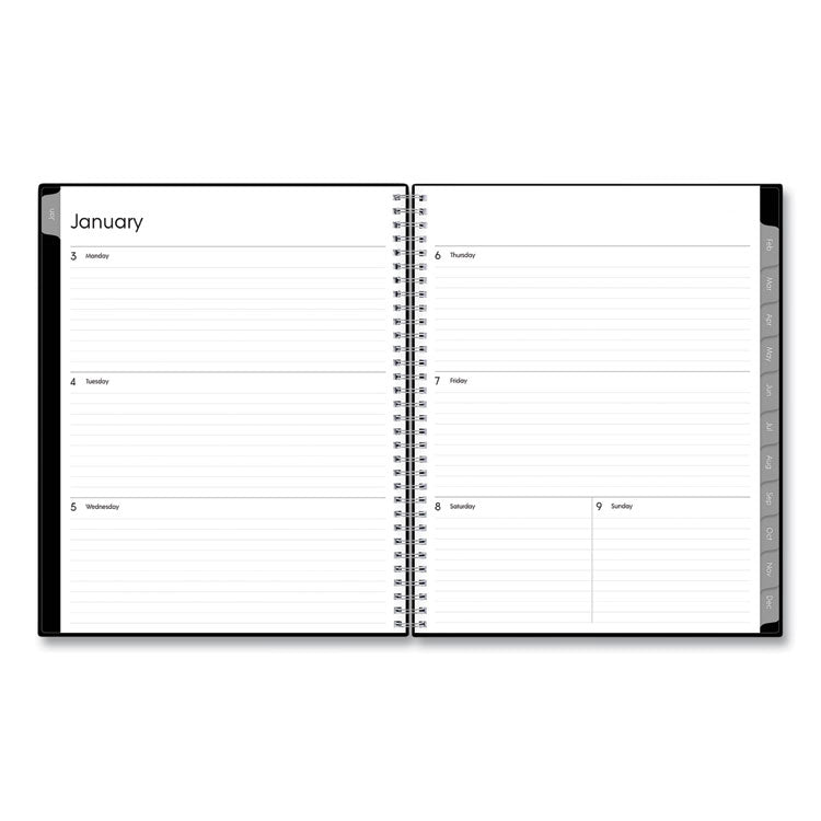 Enterprise Weekly/Monthly Planner, 11 x 8.5, Black Cover, 12-Month (Jan to Dec): 2025