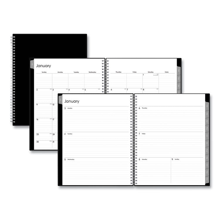 Enterprise Weekly/Monthly Planner, 11 x 8.5, Black Cover, 12-Month (Jan to Dec): 2025