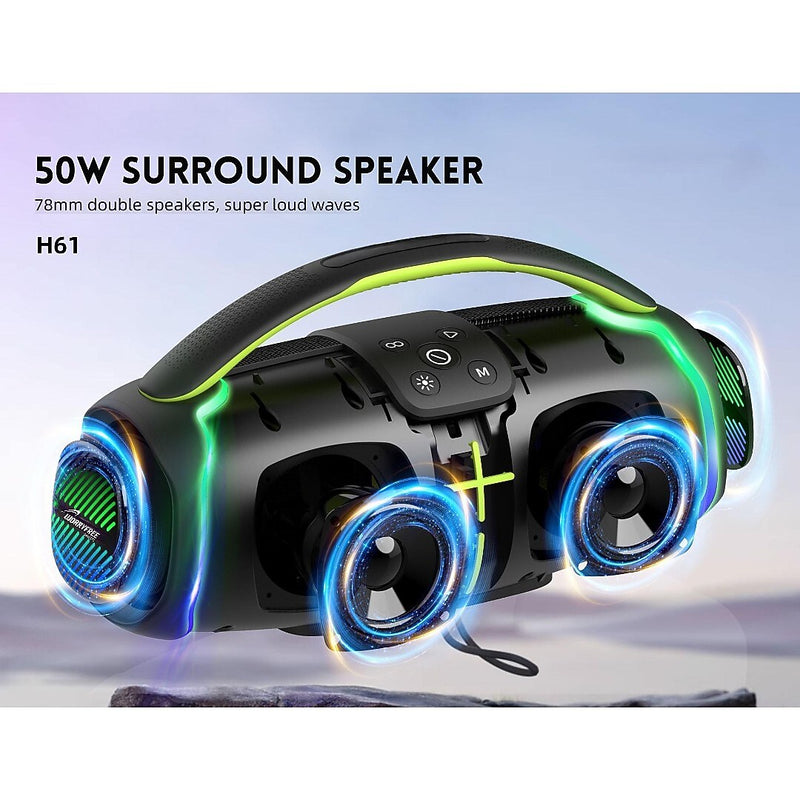 Worryfree Gadgets Wireless Bluetooth Party Speaker, Water Resistant, Black (WH61)