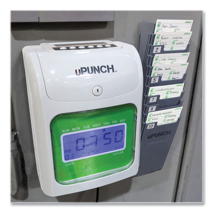 Hn1500 Electronic Non-Calculating Time Clock Bundle, Lcd Display, Beige/green