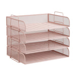 Mind Reader Metal Side Loading Stackable Letter Tray, Pink (DSTACK4-PNK)