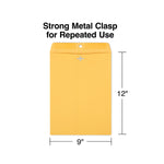 Staples Kraft Clasp & Moistenable Glue Catalog Envelopes, 9" x 12", Brown, 100/Box (ST187021-CC)