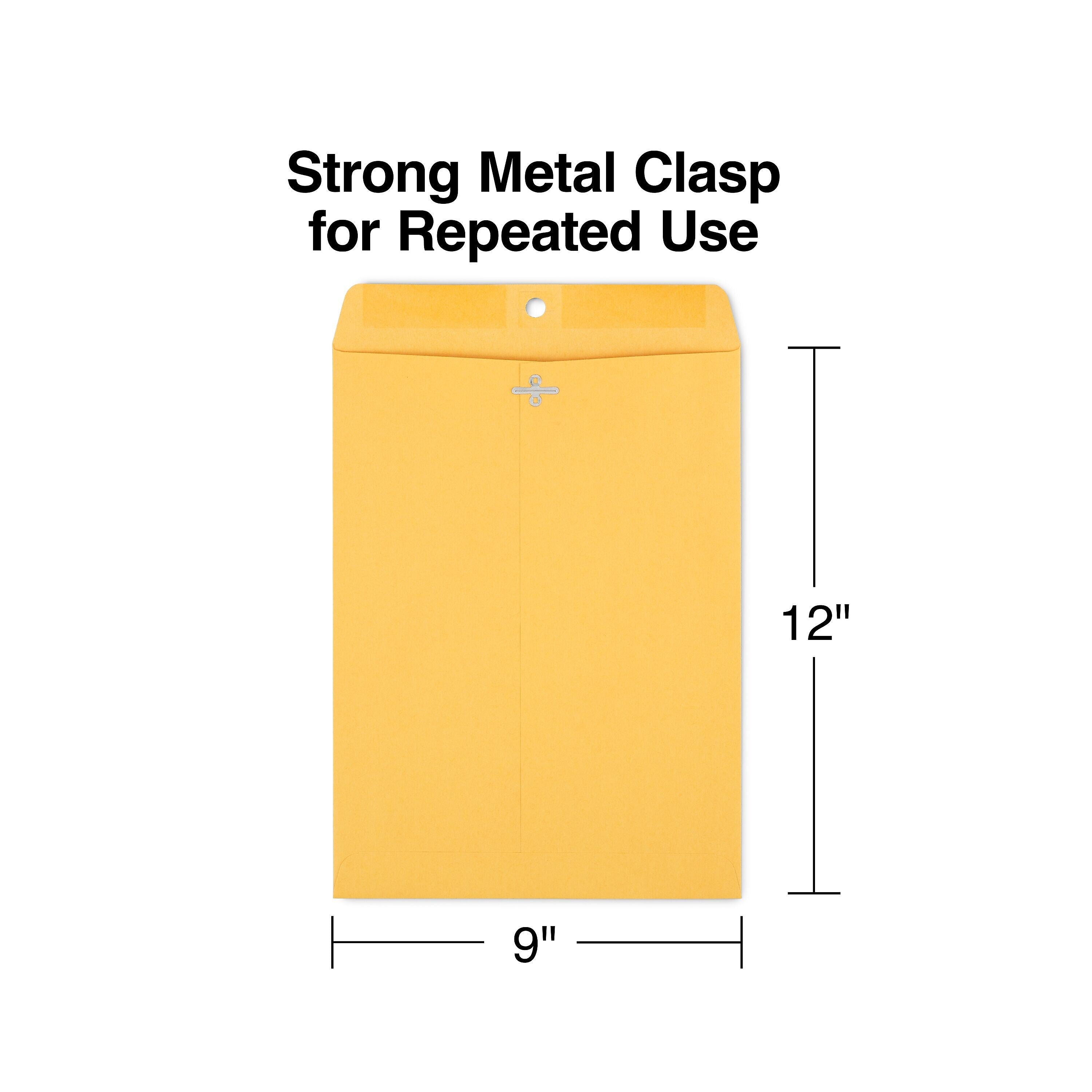 Staples Kraft Clasp & Moistenable Glue Catalog Envelopes, 9" x 12", Brown, 100/Box (ST187021-CC)