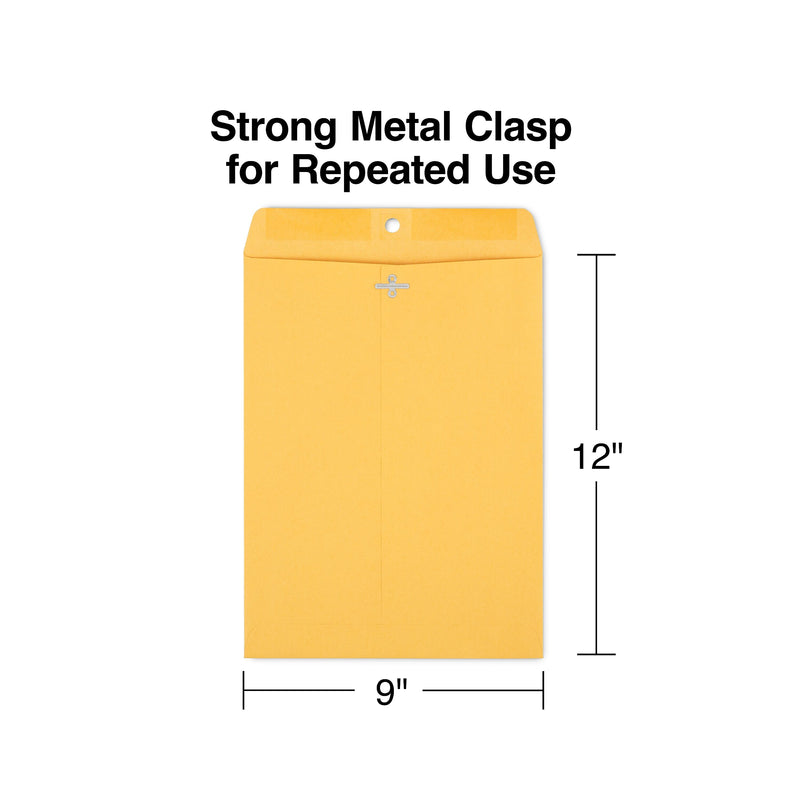 Staples Kraft Clasp & Moistenable Glue Catalog Envelopes, 9" x 12", Brown, 100/Box (ST187021-CC)