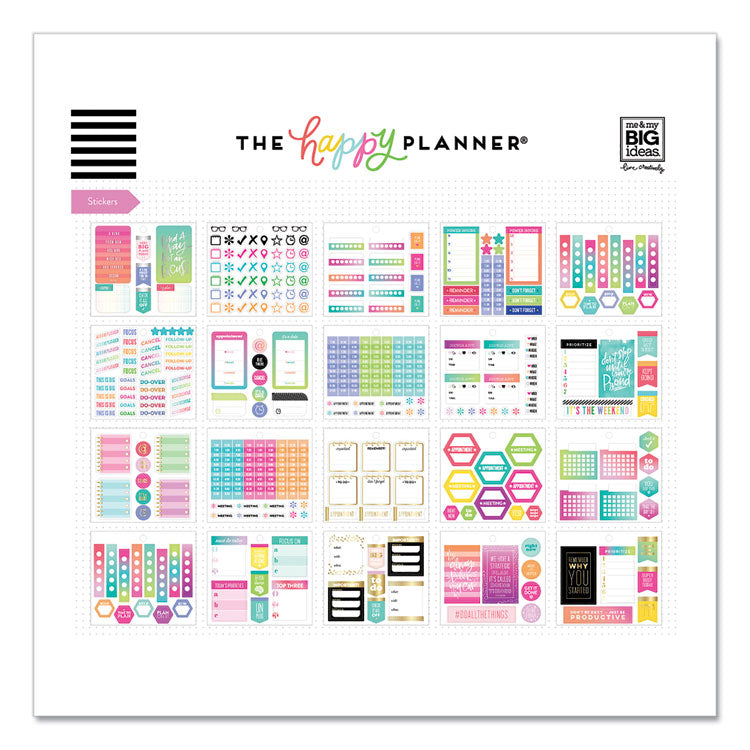 Productivity Multi Accessory Pack, 20 Double-Sided Pre-Punched Cards, 20 Half-Sheet Stickers, 3 Sticky Note Pads