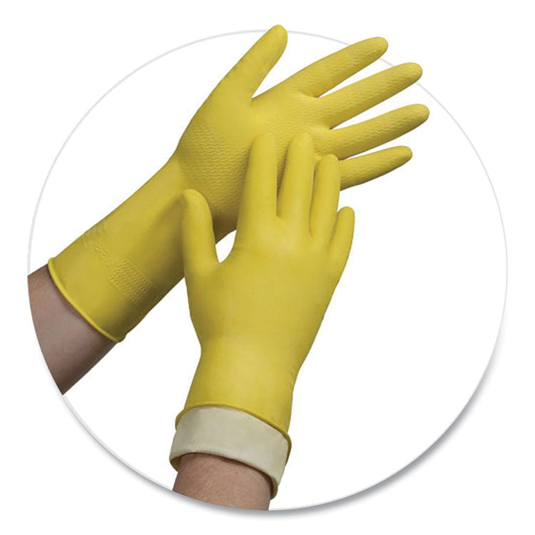 Pro L6500 Series Flock-Lined Latex Gloves, 12" Long, X-Large, Yellow, 12 Pairs