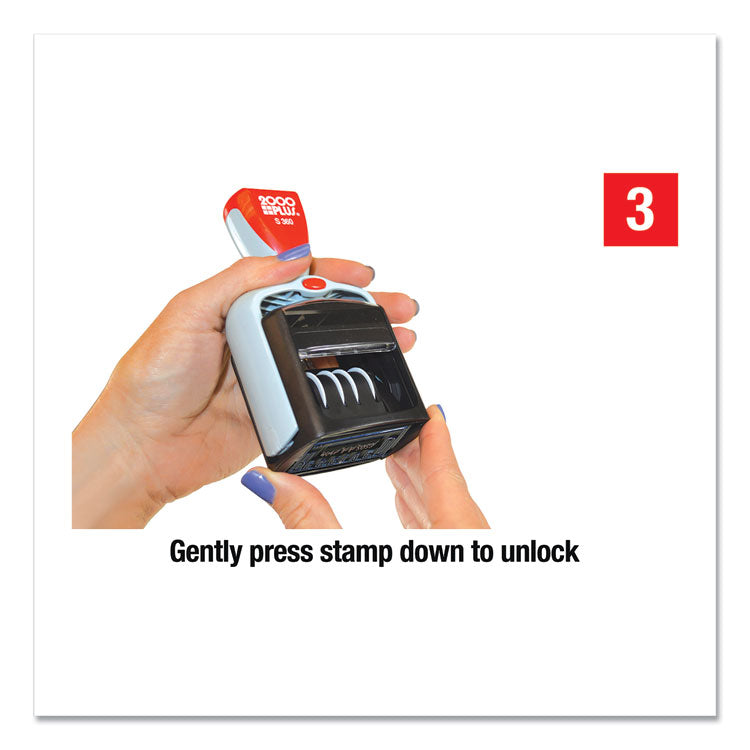 Model S 360 Self-Inking Two-Color Message Dater, 5 Years, Entered/faxed/paid/received, 1.81" X 1.25", Blue/red Ink
