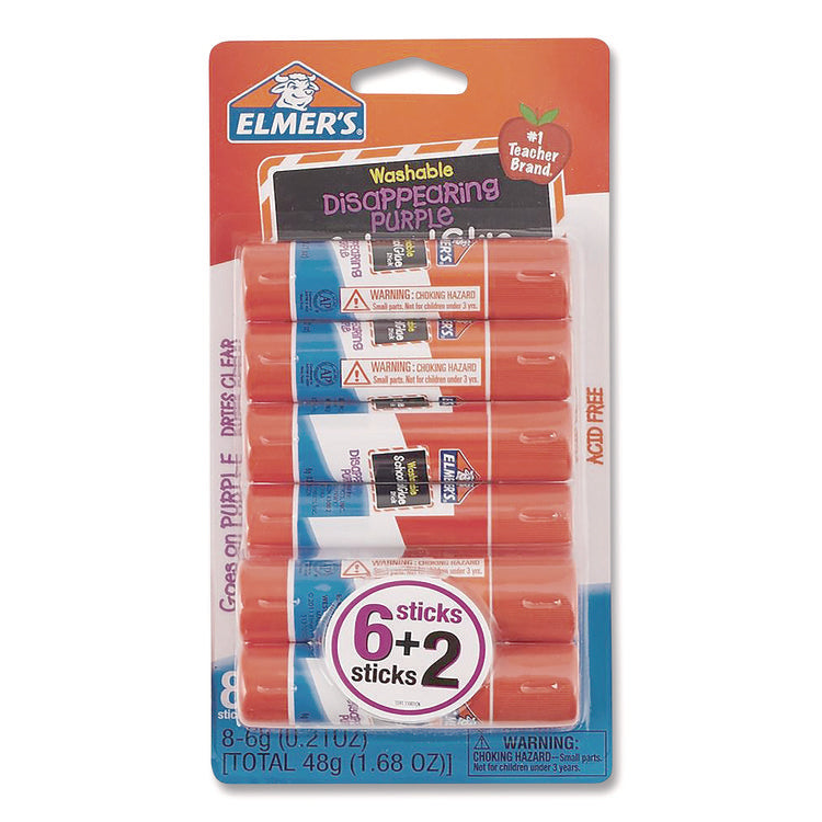 DISAPPEARING PURPLE SCHOOL GLUE STICK, 0.21 OZ, DRIES CLEAR, 8/PACK