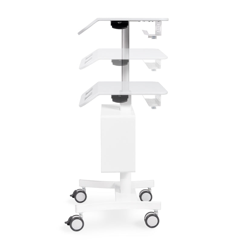 Luxor Vitalize Mobile 4-Wheel Healthcare Laptop Cart with Storage and Glove Dispenser Compartment, White (MCWS001)