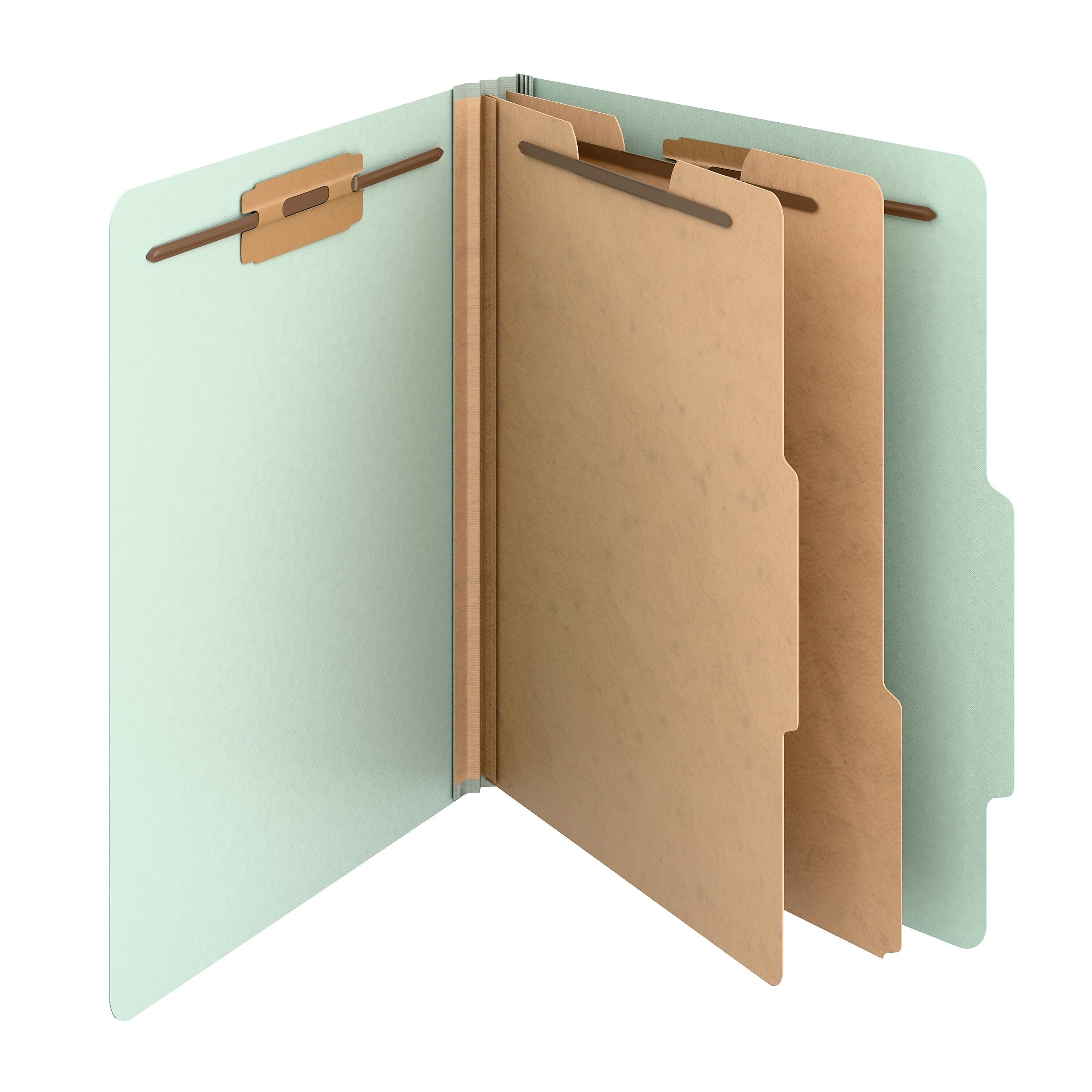 Staples Heavy Duty Pressboard Classification Folder, 2-Dividers, 2" Expansion, Letter Size, Green, 10/Pack (ST62790)