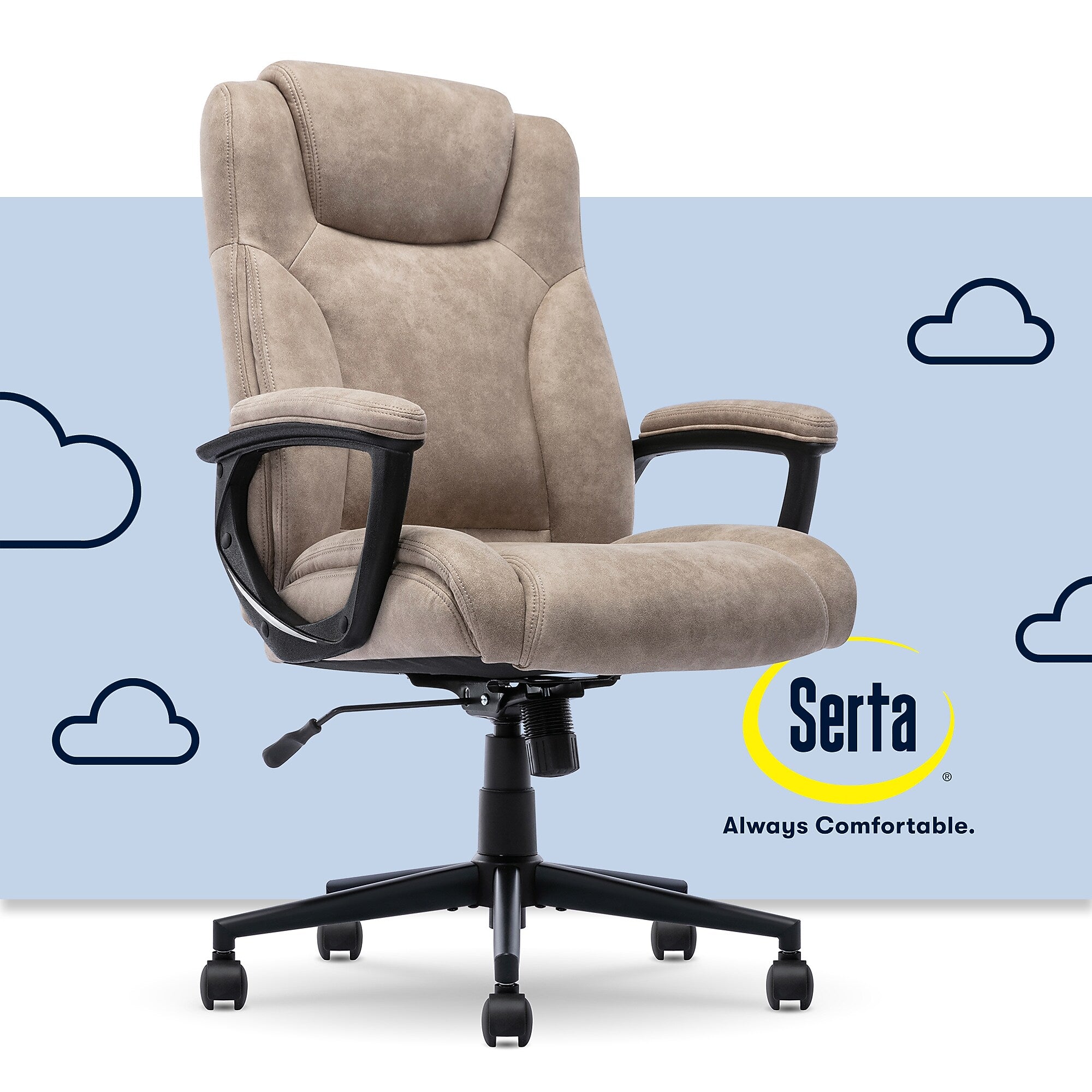 Serta Comfort Eco Ergonomic Velvet Fabric Swivel Executive Chair, Light Brown (CCHR10006C)