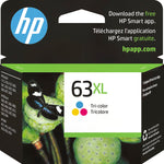 HP 63XL Tri-Color High Yield Ink Cartridge, Prints Up to 300 Pages (F6U63AN#140)