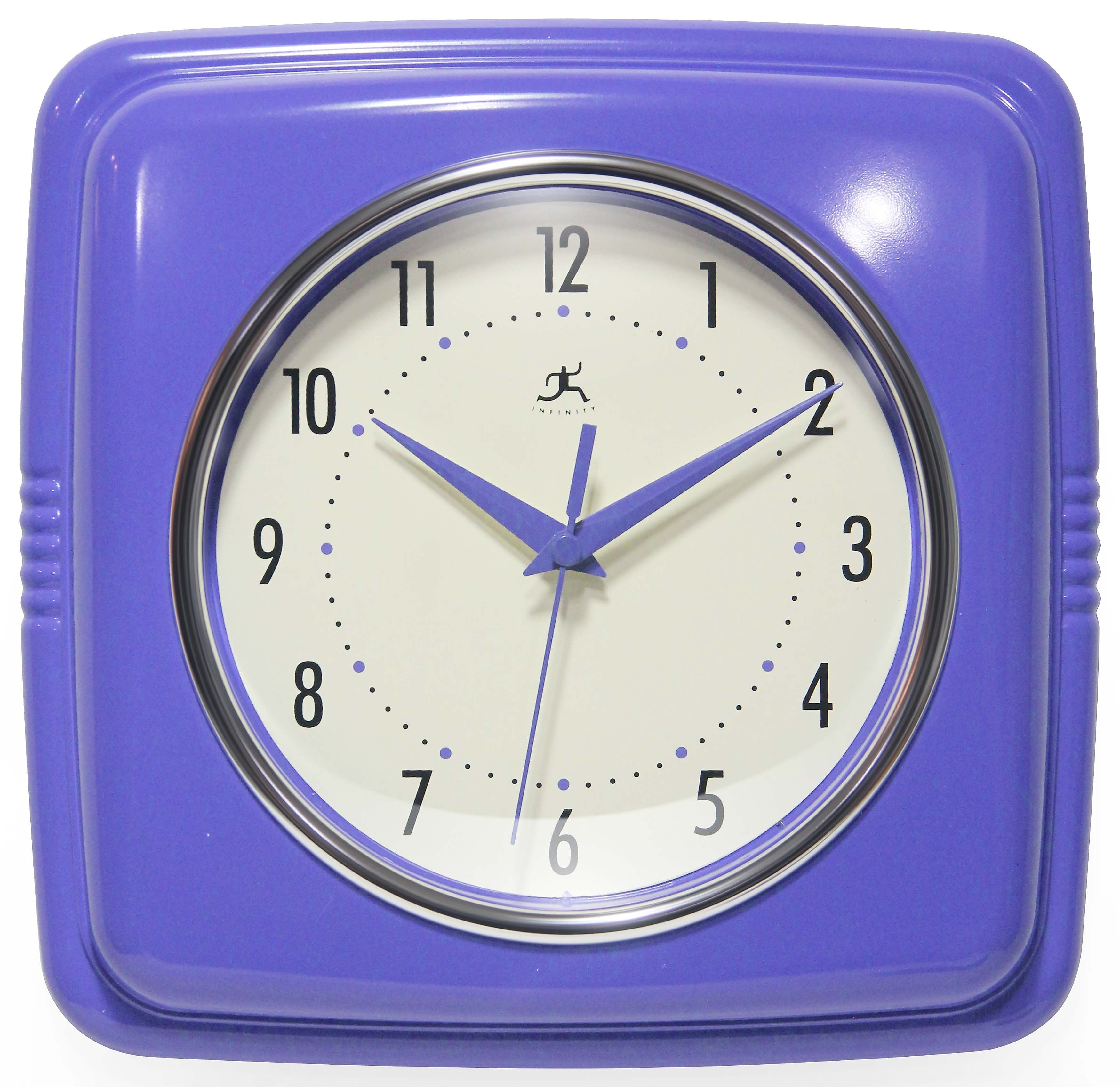 Infinity Instruments Square Retro Periwinkle Wall Clock, 9.25" (13228VP-4103)