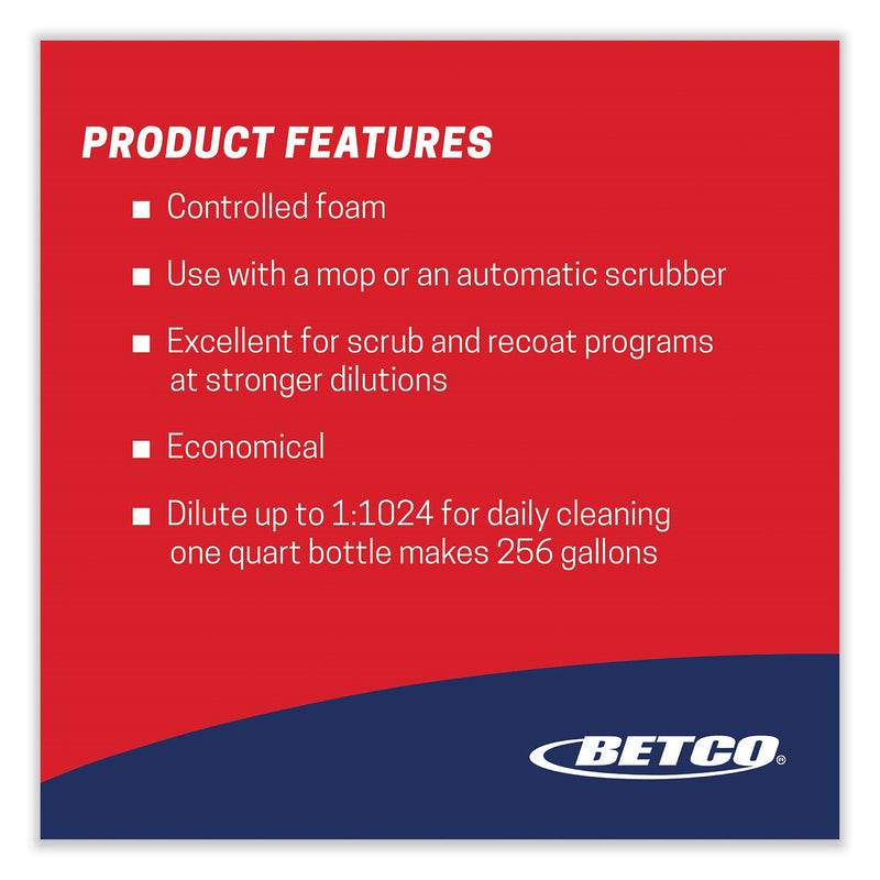 Betco Daily Scrub SC Floor Cleaner, Characteristic Scent, 32 oz Bottle, 6/Carton