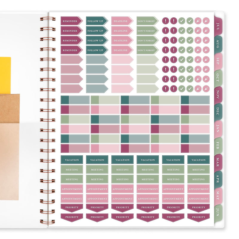 2025-2026 AT-A-GLANCE BADGE Floral 8.5" x 11" Academic Weekly & Monthly Planner, Plastic Cover, Multicolored (1734F-905A-26)