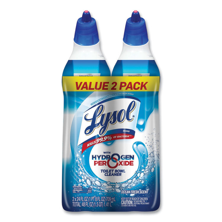 Toilet Bowl Cleaner With Hydrogen Peroxide, Ocean Fresh, 24 Oz Angle Neck Bottle, 2/pack, 4 Packs/carton