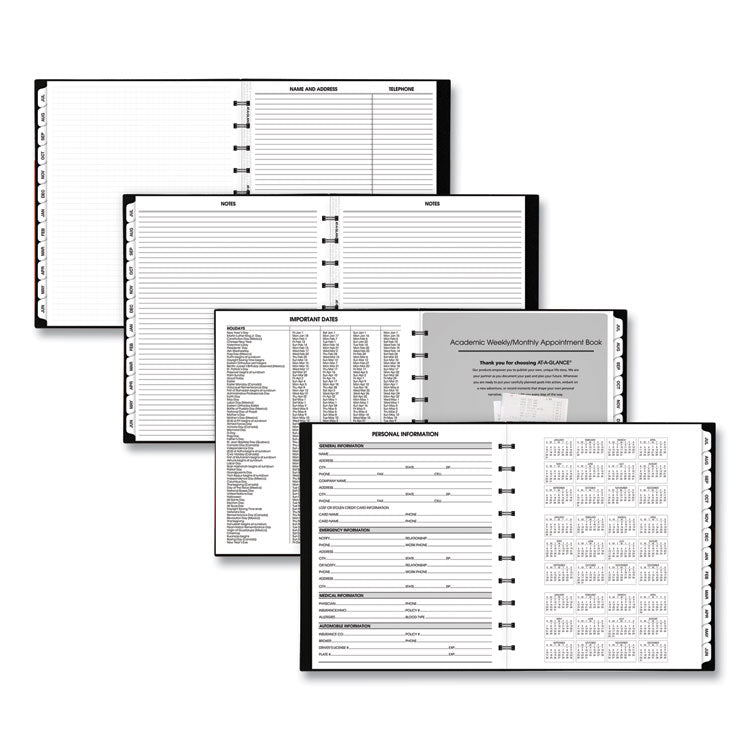 Move-A-Page Academic Weekly/Monthly Planners, 11 x 9, Black Cover, 12-Month (July to June): 2025 to 2026