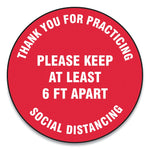 Accuform Slip-Gard Floor Signs, 12" Circle, "Thank You For Practicing Social Distancing...", Red, 25/Pack (GN1MFS422ESP)