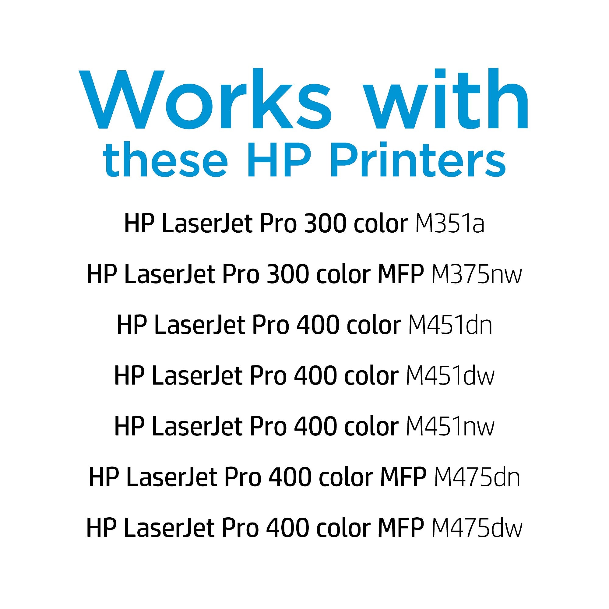 HP 305A Cyan/Magenta/Yellow Standard Yield Toner Cartridge, Prints Up to 2,600 Pages (CF370AM)
