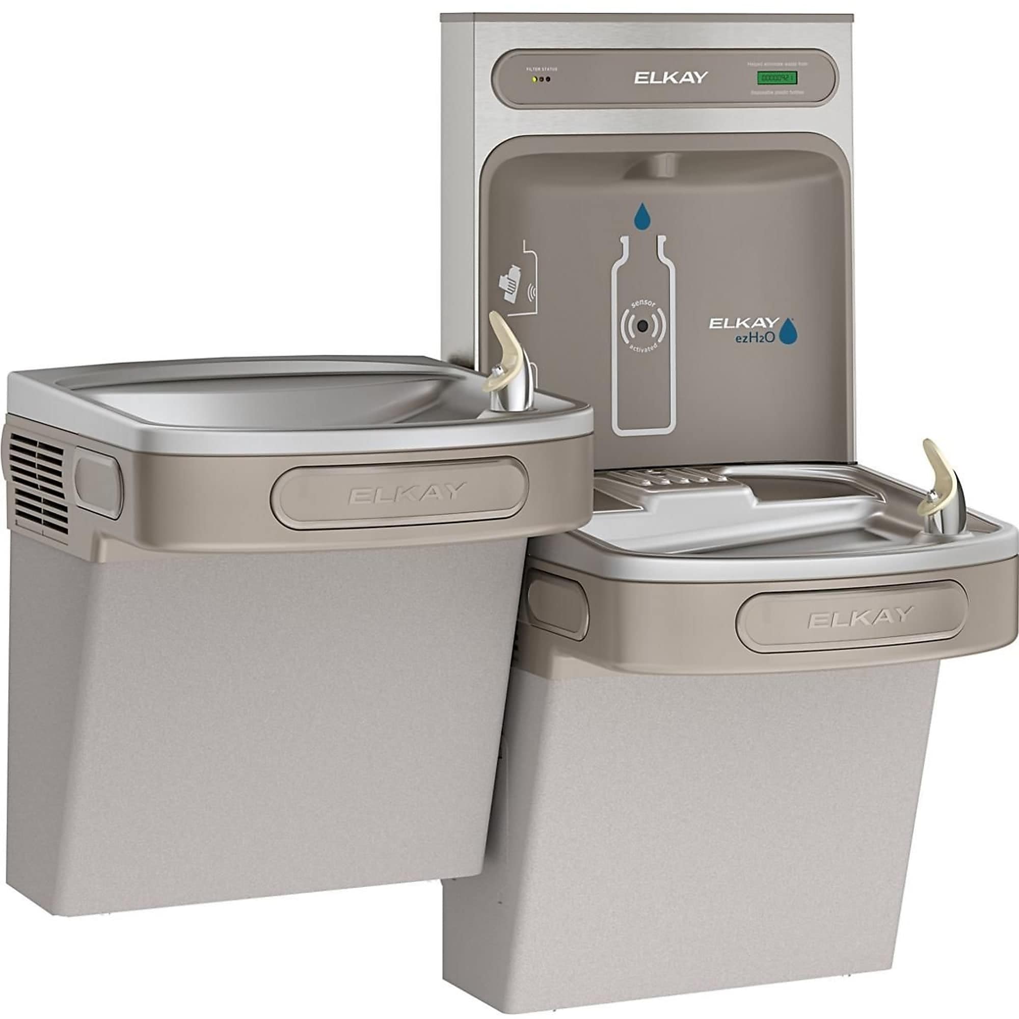 Elkay EZH2O Versatile Bi-Level Drinking Fountain and Bottle Filling Station, Stainless Steel (ELZSTL8WSLK)