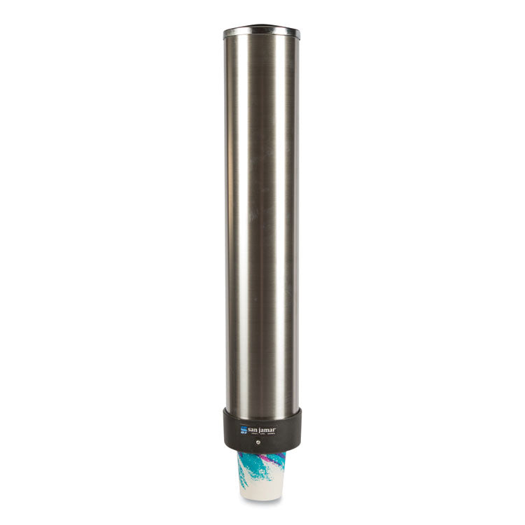 Large Water Cup Dispenser With Removable Cap, For 12 Oz To 24 Oz Cups, Stainless Steel