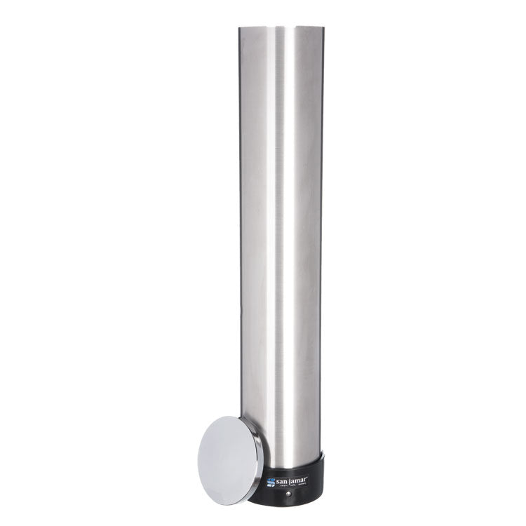 Large Water Cup Dispenser With Removable Cap, For 12 Oz To 24 Oz Cups, Stainless Steel