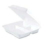 Foam Hinged Lid Containers, 3 Compartments, 9.25 x 9.5 x 3, White, 100/Sleeve, 2 Sleeves/Carton