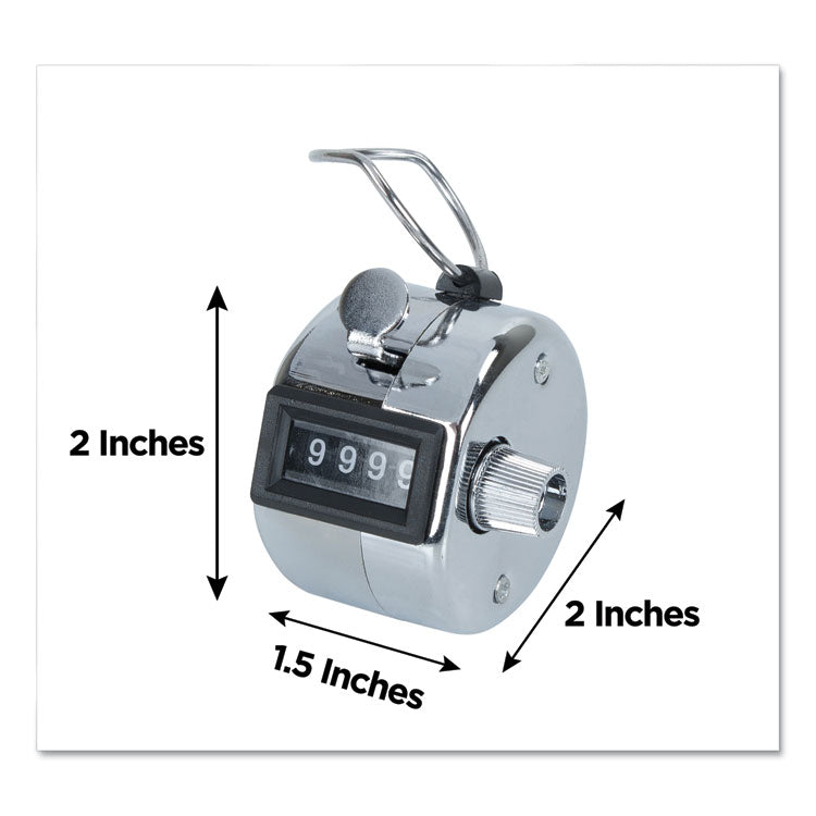 Crowd Control Hand Tally Counter, Registers 0-9999, Chrome