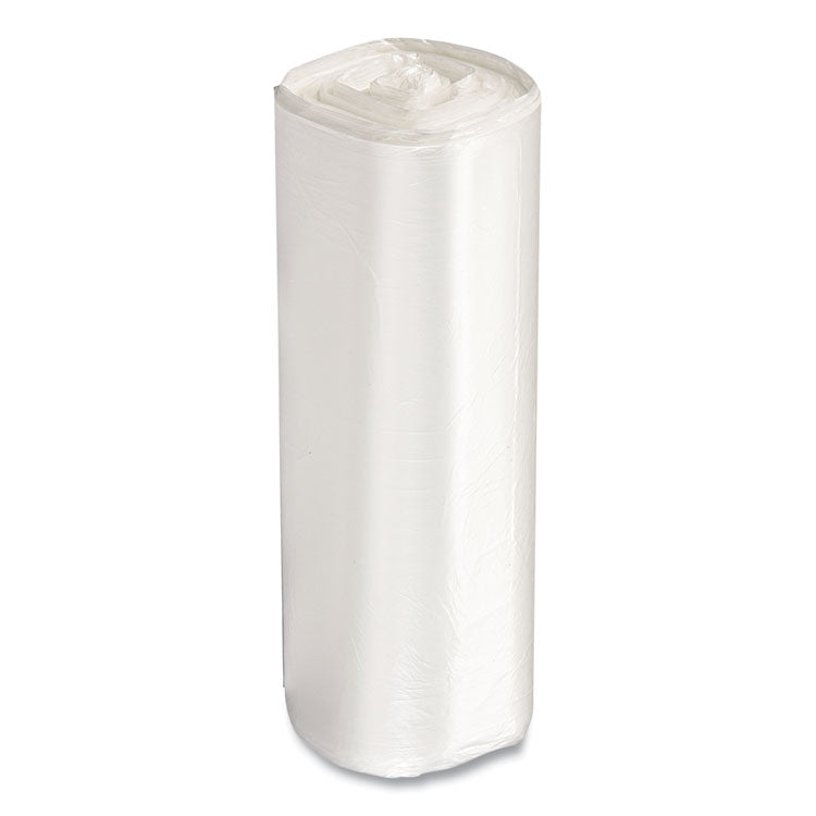 High-Density Commercial Can Liner Value Pack, 60 gal, 19 mic, 38" x 58", Clear, Interleaved Roll, 25 Bags/Roll, 6 Rolls/CT