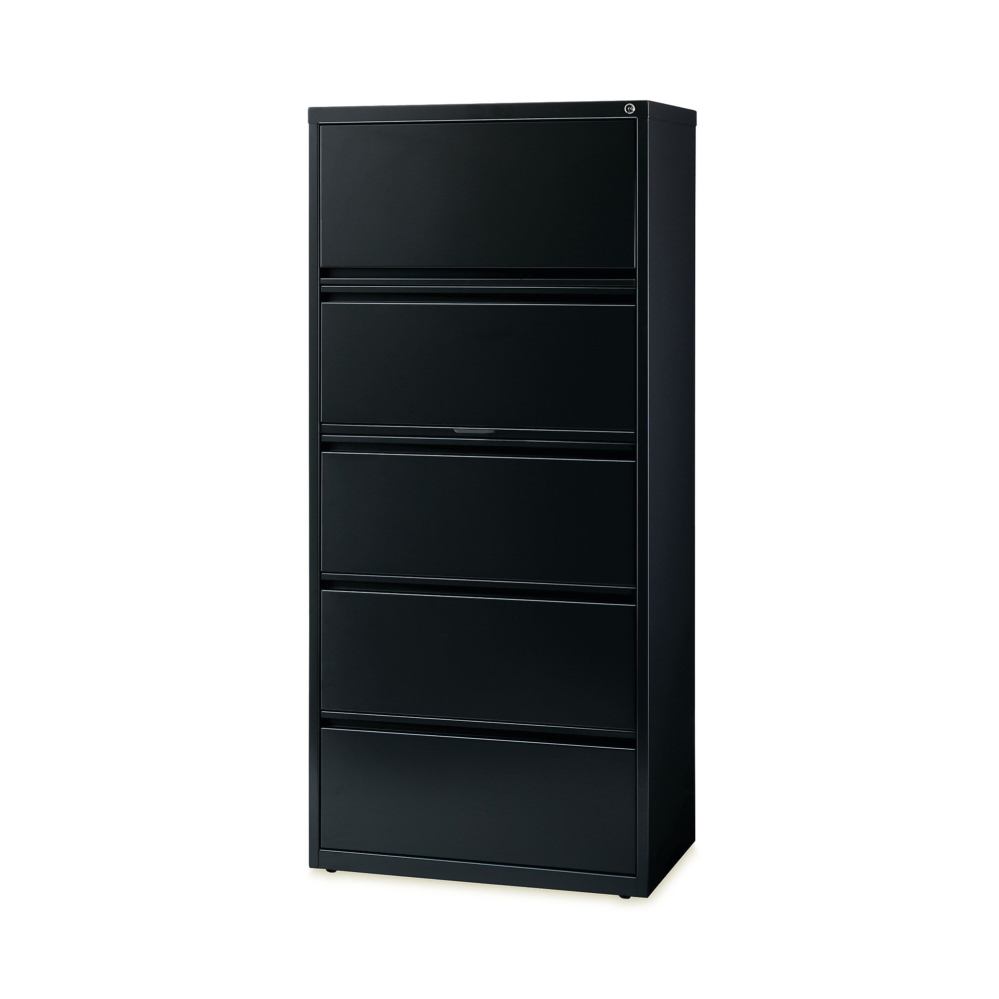 Hirsh Industries® Lateral File Cabinet, 5 Letter/Legal/A4-Size File Drawers, Black, 30 x 18.62 x 67.62