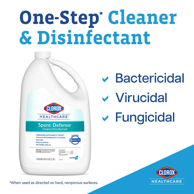 Clorox Healthcare Spore Defense Cleaner Disinfectant, Closed System Refill Bottle, 128 Fl Oz, 4/Pack  (32122)