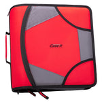 Case It King Sized Zip Tab 4" 3-Ring Zipper Binders, D-Ring, Red (D-186 RED)