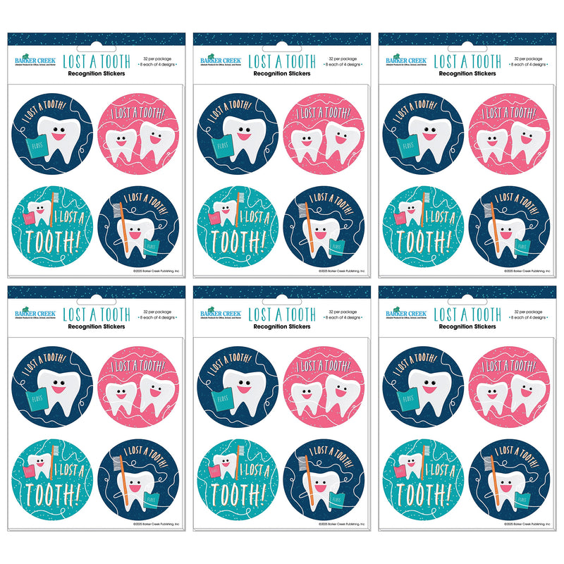 Barker Creek Lost a Tooth Stickers/Badges, 2.37" Dia., Multicolored, 192/Set (4445)