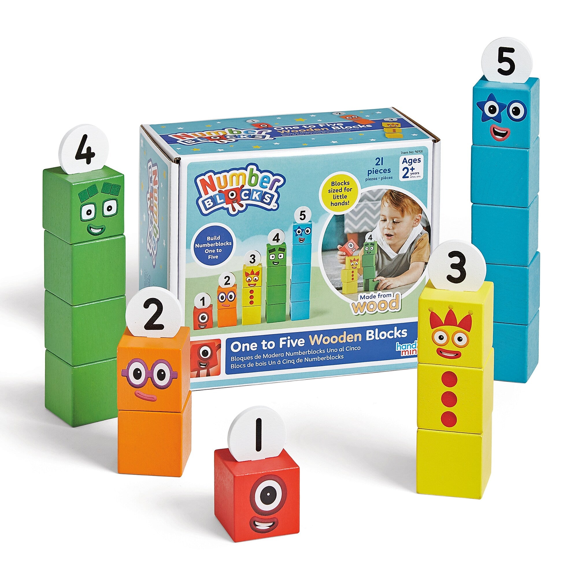 hand2mind Numberblocks One to Five Wooden Blocks (96931)