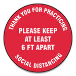 Accuform Slip-Gard Floor Signs, 17" Circle, "Thank You For Practicing Social Distancing...", Red, 25/Pack (GN1MFS423ESP)