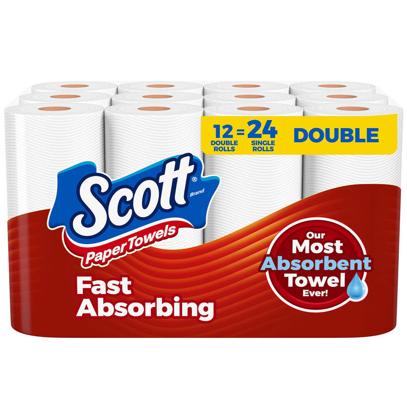 Scott Choose-A-Sheet Double Roll Paper Towels, 1-ply, 102 Sheets/Roll, 12 Rolls/Pack (38869/55416)