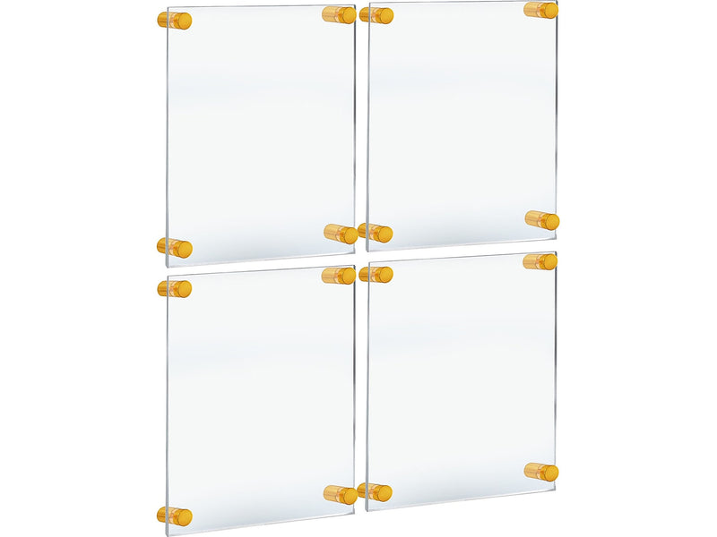 Azar Sign Holder, 12.5" x 15", Wall Mounted, Gold, Acrylic, 4/Pack (105514-GLD-4PK)