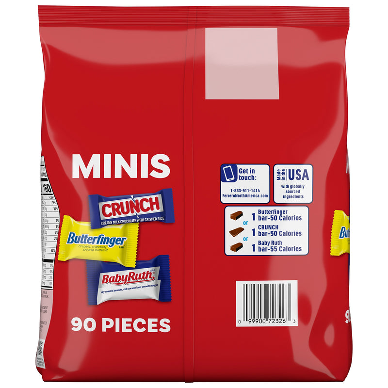 Butterfinger, CRUNCH, and Baby Ruth Assorted Minis Candy Bars, 32.4oz (FEU71526)