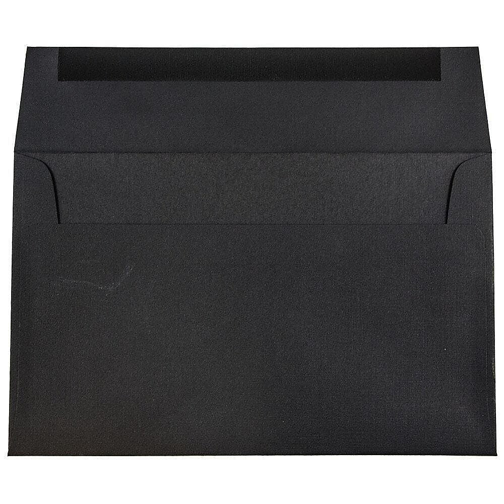 JAM Paper A9 Booklet Envelope 5 3/4" x 8 3/4", Black Linen, 100/Pack (900906807d)